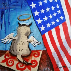 Angel Cat American Flag