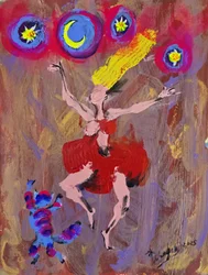 Dancing Woman Moon Stars