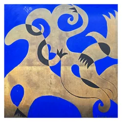 Dynamic Gold Blue Shapes