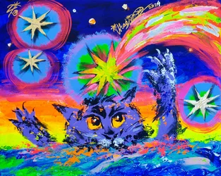 Purple Cat Cosmic Stars