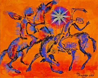 Vibrant Abstract Riders