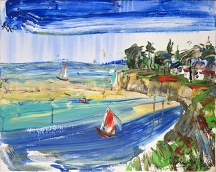 Vibrant Coastal Sailboats