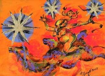 Vibrant Desert Camel Rider