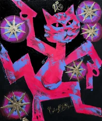 Vibrant Neon Cat