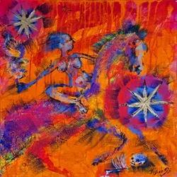 Vibrant Woman Riding Horse