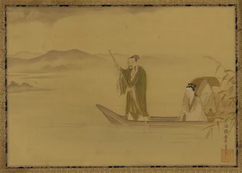 Chinese man and woman in a boat, Edo period