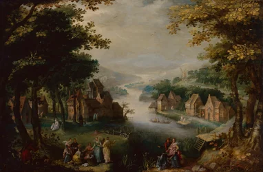 Finding of Moses with an Elegant Couple, Servant and Hunter