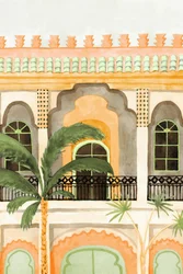 Moroccan Building with Palms