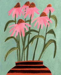 Pink Coneflowers in Vase