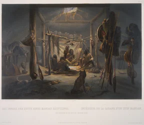The Interior of the Hut of a Mandan Chief