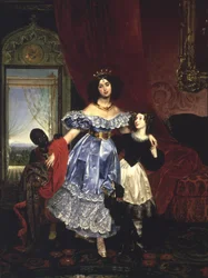 Portrait of Countess Samoilova with (Giovanina) Amazilia Pacini and a Black boy