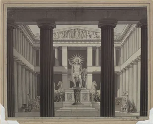 Alceste. Opera by Christoph Willibald Gluck. Design for the 2nd decoration. Interior of the Temple of Apollo