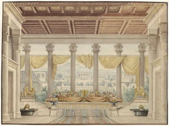 Alexander and Darius. Tragedy by Friedrich von Uechtritz. Design for the 4th decoration. Open hall