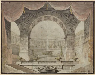 Armida. Opera by Christoph Willibald Gluck. Design for the 7th decoration. State hall in Armida