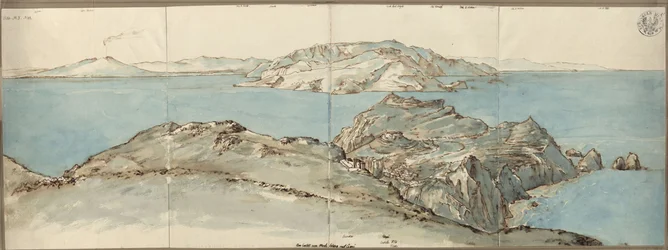 View from the Castle of Monte Solaro on Capri to the Northeast over the Gulf of Naples with Vesuvius