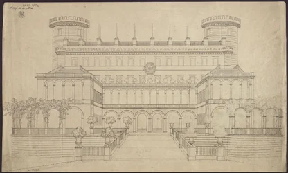 Bad Muskau. Castle. First renovation proposal. Elevation of the south side
