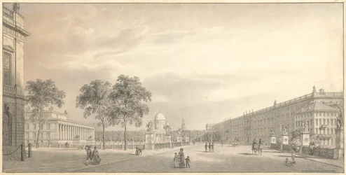 Berlin, Unter den Linden. View of the Lustgarten with the Schlossbrücke, Old Museum, Cathedral and Palace