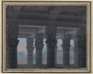 The Magic Flute. Opera by Wolfgang Amadeus Mozart. Design for the 8th decoration. Vestibule of the labyrinth