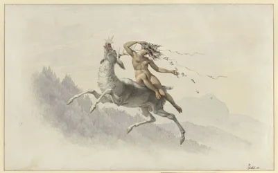 Woman on a Deer Floating through the Air