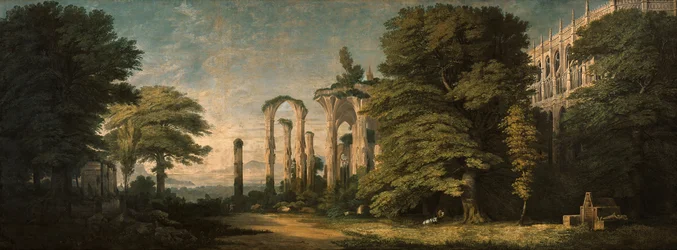 Gothic Monastery Ruin and Groups of Trees
