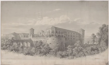 Halle on the Saale. Design for the reconstruction of Moritzburg. View from the northeast
