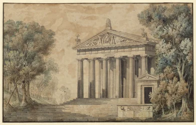 Iphigenia in Tauris. Play by Johann Wolfgang von Goethe. Design for a set. Temple of Diana