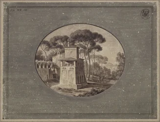 “Dairy Farm in the Pine Grove of the Villa Borghese near Rome” / The Casa Cenci in the Park of the Villa Borghese in Rome