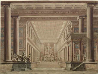 Olimpia. Opera by Gaspare Spontini. Design for the 2nd Decoration. Interior of the Temple of Diana