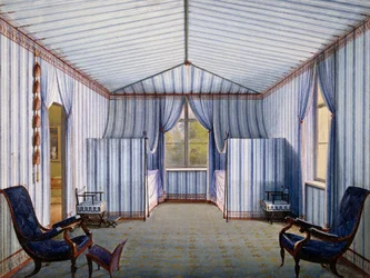 Tent-room in Charlottenhof Palace, after 1830, watercolour by Karl Friedrich Schinkel