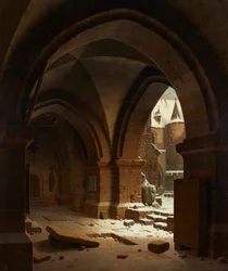 View of the Monastery Courtyard in Winter