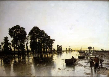 An Extensive Flooded Landscape with Peasants