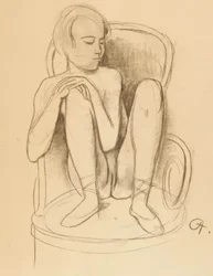 Nude Crouching on Chair