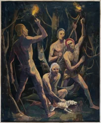 Men with Torches in the Forest