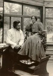 Russian author Leonid Andreyev with his wife, early 20th century