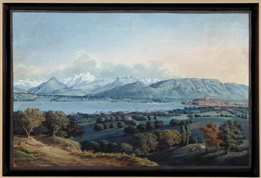 View of Geneva with Lake Leman and Mont Blanc