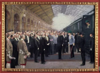 Reception of Emperor Franz Joseph I of Austria at the State Railway Station