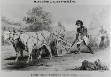 Napoleon (1769-1821) on St. Helena, Engraved by Francois le Villain
