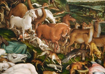 Noah, His Family and All the Animals Leaving the Ark