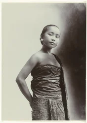 Studio Portrait of a Javanese Woman in a Sarong with Batik Motif
