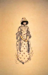 Girl in poke bonnet and shawl