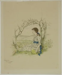 Seated Girl with Primroses