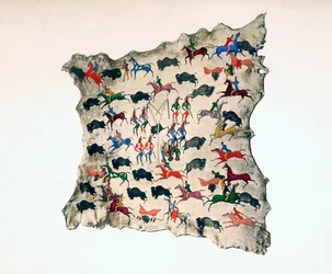 Moose Skin by North American Shoshone Indian, Showing Buffalo Hunt