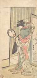 A Courtesan Looking at Her Reflection in a Hand Mirror