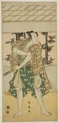 The Actor Ichikawa Omezo I as the Boatman Takihei in the Play Ofunamori Ebi no Kaomise, Performed at the Kawarazaki Theater in the Eleventh Month, 1792