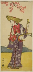 The Actor Sawamura Tamagashira as a Strolling Musician in the Play Dai Danna Kanjincho, Performed at the Kawarazaki Theater in November 1790
