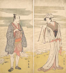 Two actors: the Fourth Matsumoto Koshiro as a Man Dressed in a Short Kimono