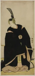 The Actor Nakamura Tomijuro I as Taira no Masakado Disguised as Otomo no Kuronushi (?) or Sugawara Micihizane (?) in the Play Shida Yuzuriha Horai Soga (?) or Sugawara Denju Tenarai Kagami (?), Performed at the Morita Theater (?) in the First or Fifth Mont