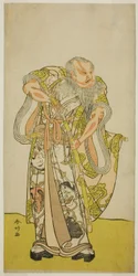 The Actor Sakata Hangoro II as Hige no Ikyu in the Play Shida Yakata Yotsugi no Hikibune, Performed at the Ichimura Theater in the Fifth Month, 1782