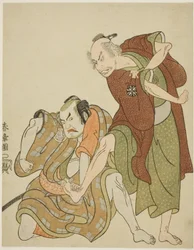 Actors Playing the Roles of Giheiji and his Son-in-law, Danshichi Kurobei