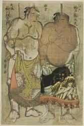 Sumo Wrestlers of the Western Group: Kashiwado Kandayu from Edo and Inagawa Masaemon from Osaka